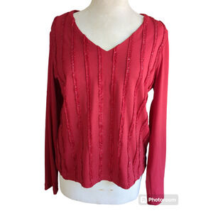 Large Ingredients red shimmering women's long sleeve shirt #12